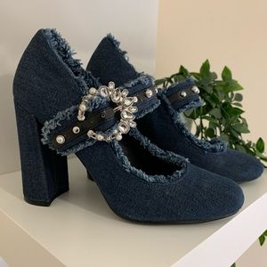 Nine West denim heels with buckle size 5.5